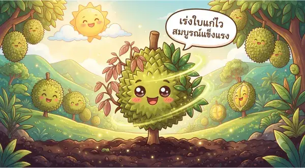 3 เคล็ดลับ เร่งใบทุเรียนให้แก่ไว ป้องกันผลร่วง เพิ่มผลผลิตเท่าตัว